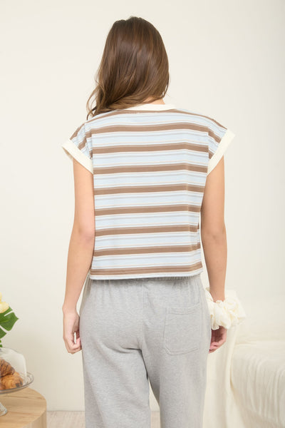in the long run striped sleeveless top | cream multi