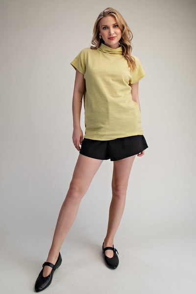 everything falls into place mock neck short sleeve top | sage