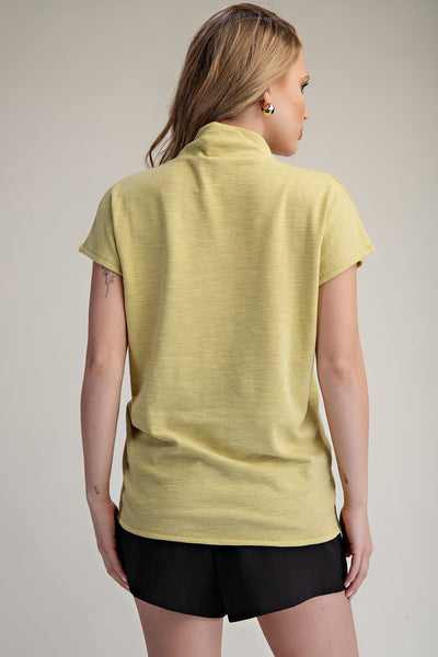 everything falls into place mock neck short sleeve top | sage