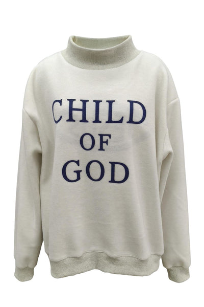 Jesus + child of God reversible mockneck | ash grey + vintage blue