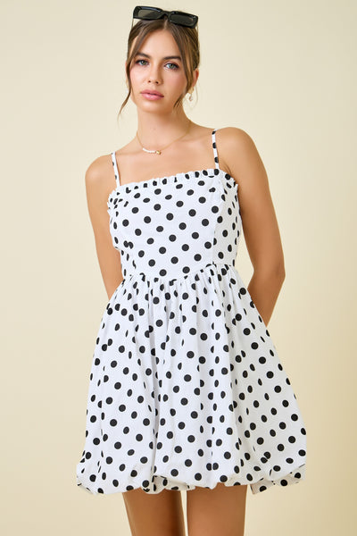 retro love polka dot corset bubble dress | white + black
