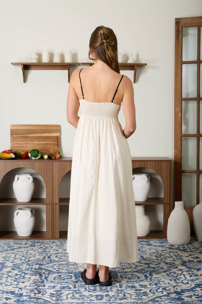 bend the rules contrast trim empire waist midi dress | natural