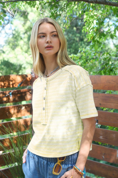 that's the way striped henley top | yellow