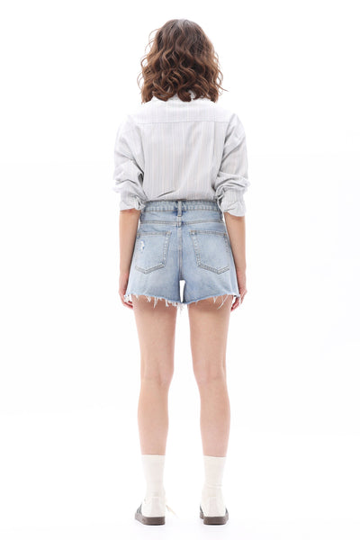 silas high rise denim shorts | light blue