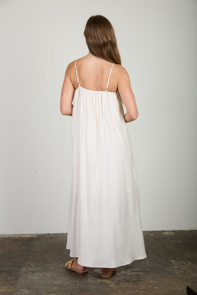 well put together pleated pintuck maxi dress | natural