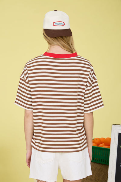 one more reason striped colorblock knit top | brown