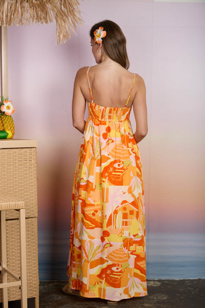 talk flirty to me beach print midi dress | red multi