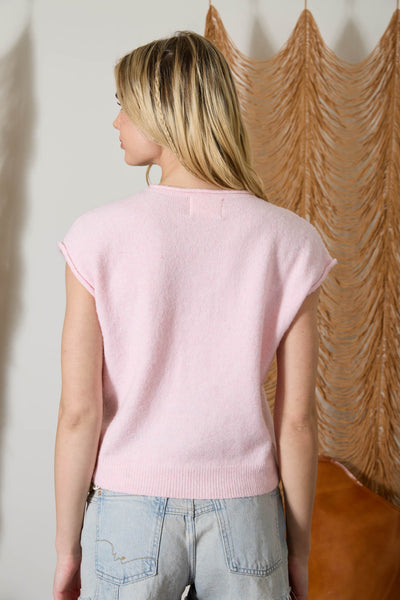crowd pleaser sleeveless cardigan | pink