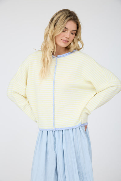 keeps getting better raw edge cardigan | yellow
