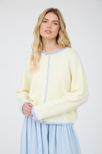 keeps getting better raw edge cardigan | yellow