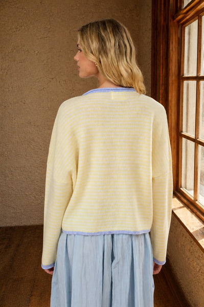 keeps getting better raw edge cardigan | yellow