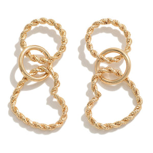 twisted linked heart earrings | gold
