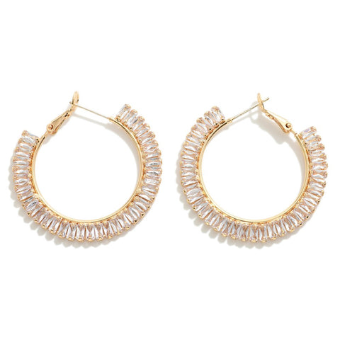 stone hoop earrings | gold