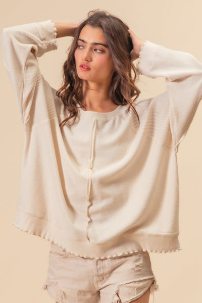 no expectations reverse french terry top | ivory