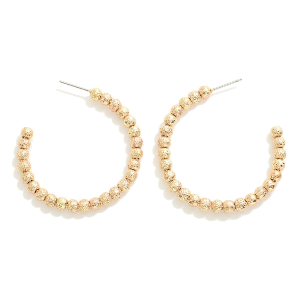 beaded drop hoops | gold