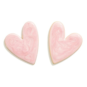 resin heart earrings | pink