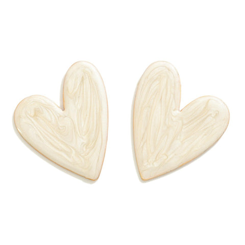 resin heart earrings | white