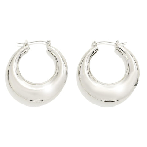 hollow tapered hoops | silver