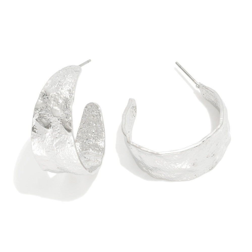 hammered drop hoops | silver