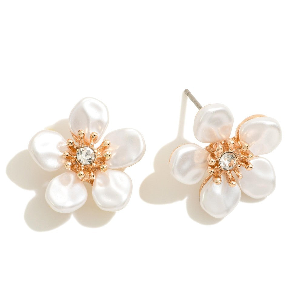 pearl flower studs | gold