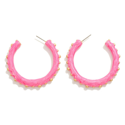 studded resin hoops | hot pink
