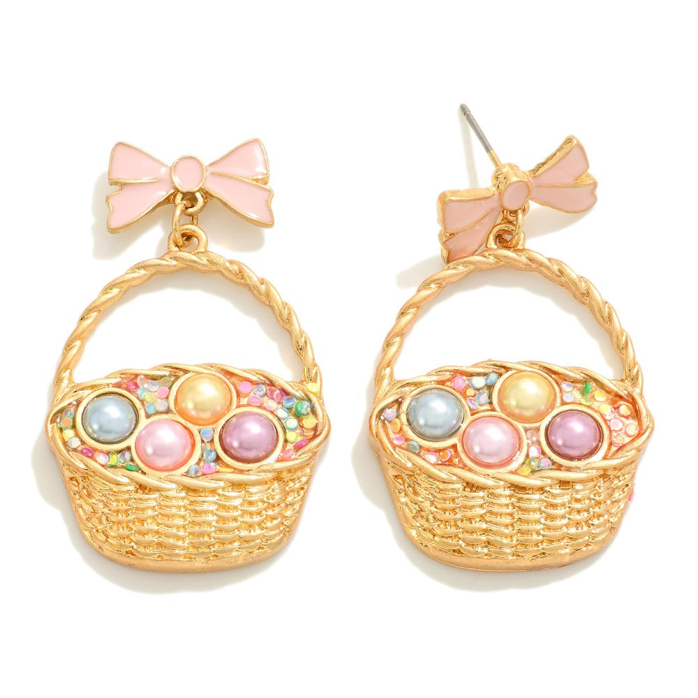 pastel easter basket drop earrings | gold