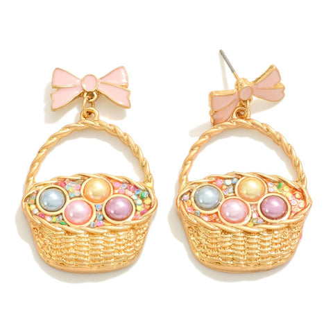 pastel easter basket drop earrings | gold
