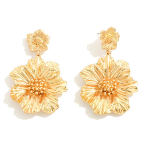 flower drop earrings | gold