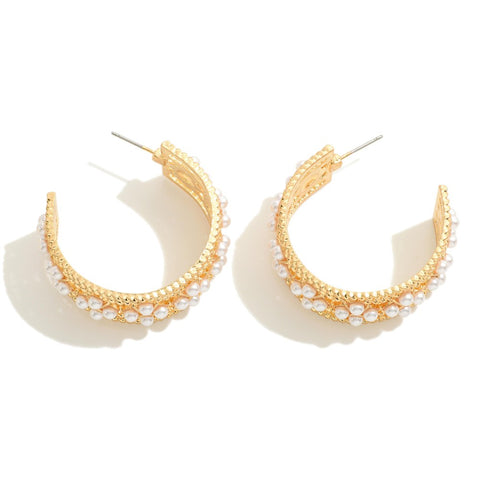 pearl studded hoops | gold