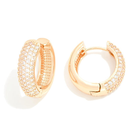 cv pave hinged hoops | gold