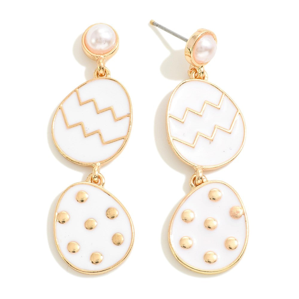 linked easter egg earrings | white