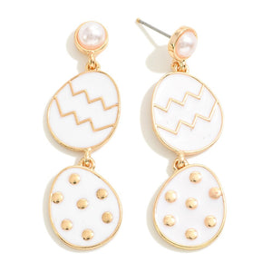 linked easter egg earrings | white