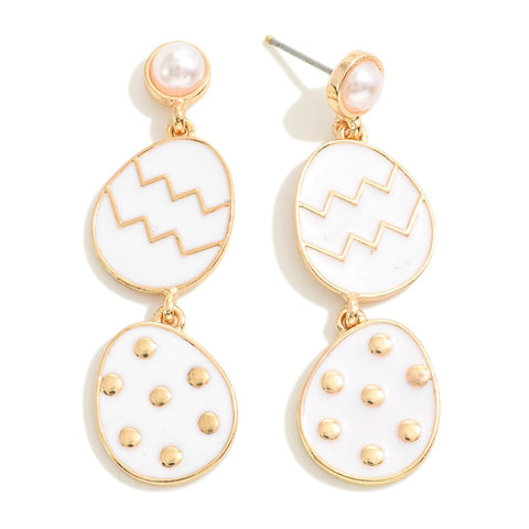 linked easter egg earrings | white