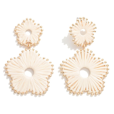 raffia floral drop earrings | ivory
