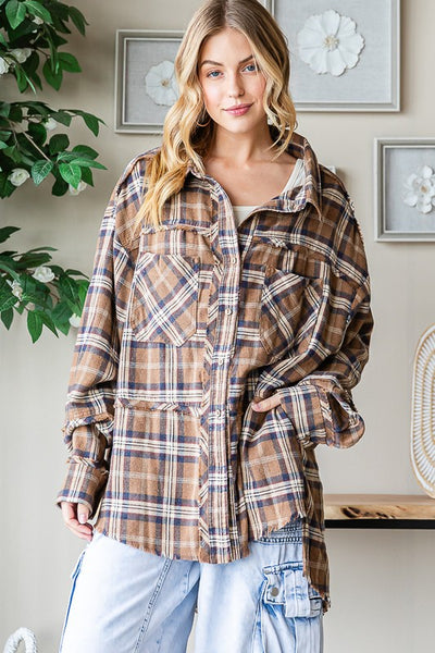 steal you away mineral wash flannel | coffee