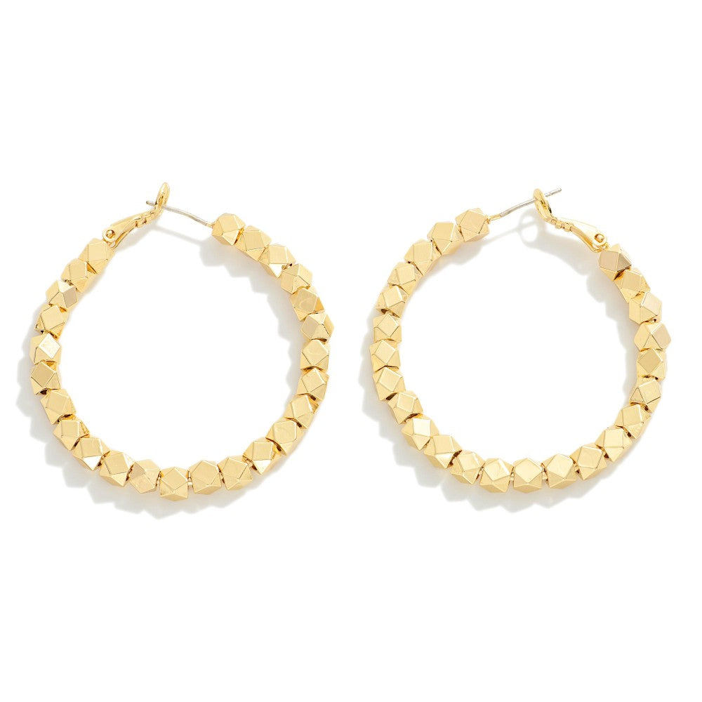 geometric bead hoops | gold