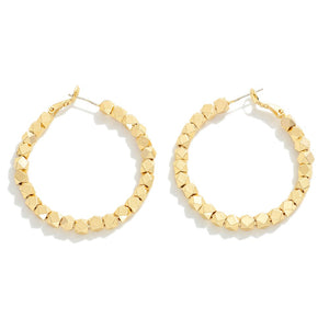 geometric bead hoops | gold