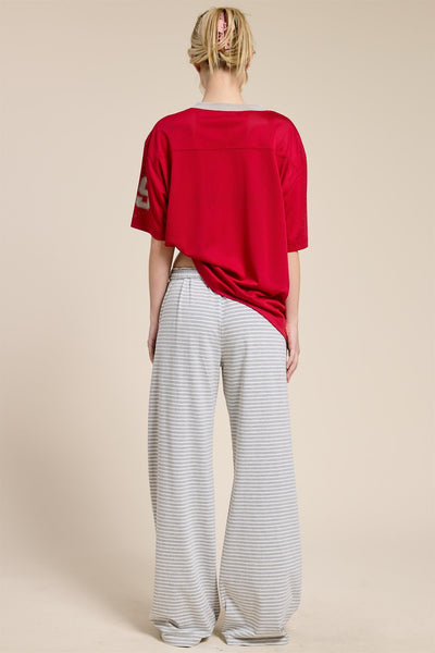 say you will wide leg pants | grey + white