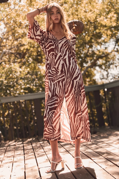 hold onto to me zebra print multiway midi dress | wild mirage