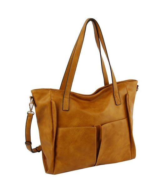leather tote bag + wallet | mustard