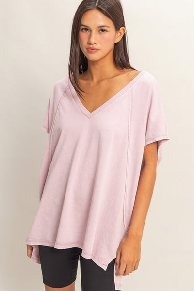 feeling your best oversized mineral wash top | soft pink