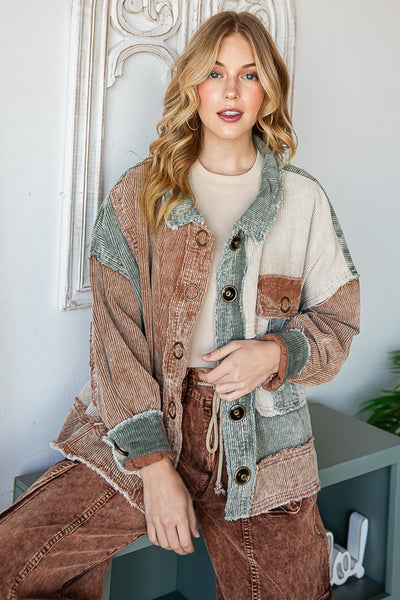 must be dreaming mineral wash corduroy jacket | olive mix
