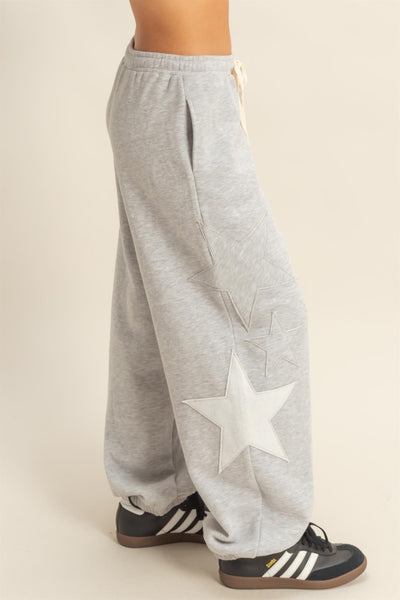 cozy as can be star patch sweatset | heather grey