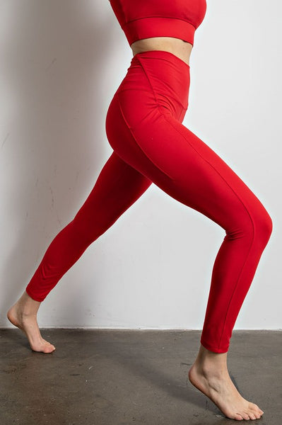 coming in clutch butter leggings | true red