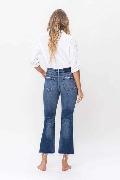 claire high-rise cropped flare jeans | medium wash