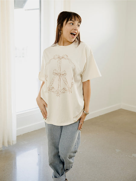 ditsy floral peace sign vintage tee | off white