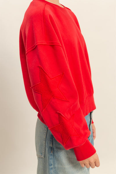 stand corrected star patch sweatshirt | red