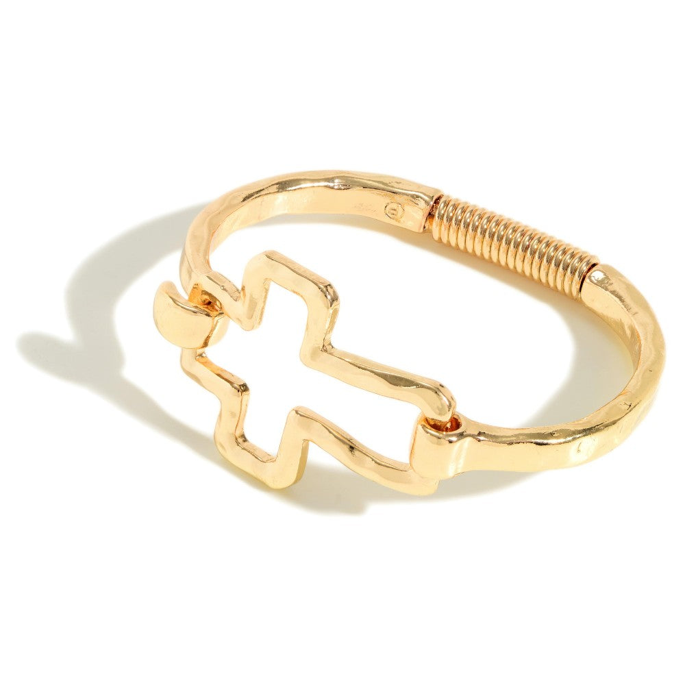 metal cross bracelet | gold