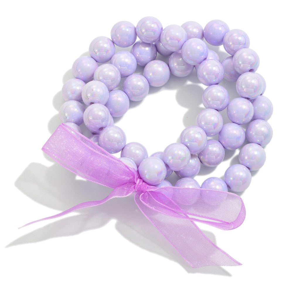set/three pearlescent beaded bracelets | lavender