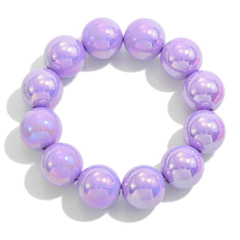 chunky pearlescent beaded bracelet | lavender